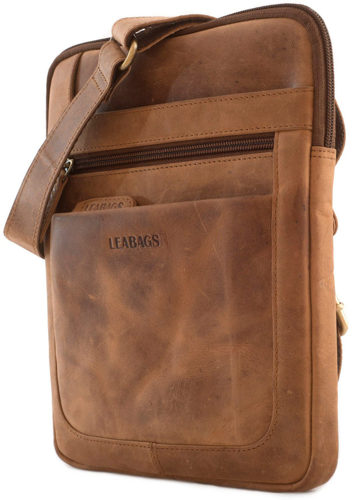 Leabags Detroit Umhängetasche aus echtem Büffel-Leder im Vintage Look - LEABAGS